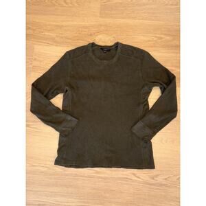 Vince waffle knit dark green long sleeve shirt mens size medium